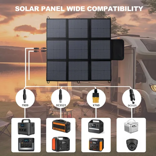 Miniatura 8 de LVYUAN Panel solar portátil de 300W, panel solar plegable de tamaño almohada 20V IP64 impermeable, eficiencia mejorada del 23% para estación