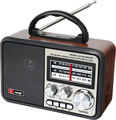 Radio retro vintage, radios AM FM portátiles con altavoces estéreo, carga USB, radios de onda corta de transistores, soporte para altavoces Gris