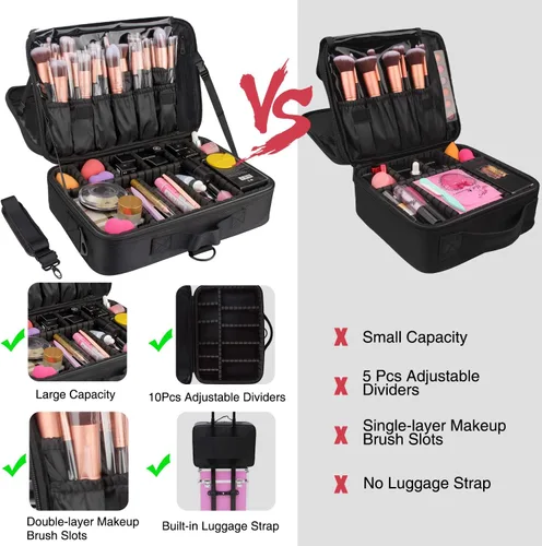 Miniatura 2 de Relavel - Estuche de maquillaje de viaje en tren de 13.8 pulgadas, estuche de cosméticos grande profesional, portátil, organizador y almacenamiento