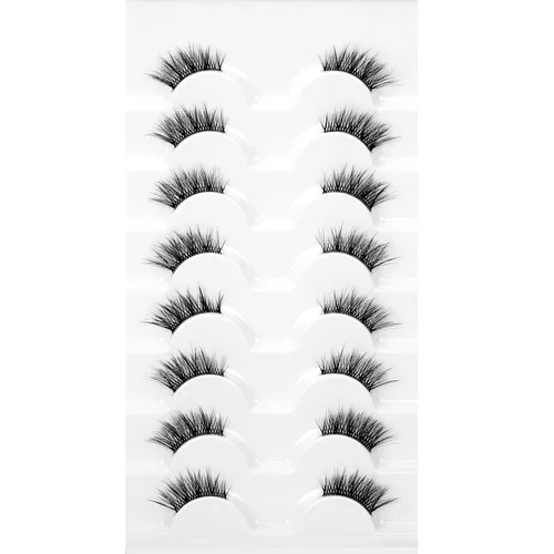 Miniatura 191 de Pooplunch - Pestañas postizas finas de visón sintético, estilo ojo de gato, naturales, cruzadas, tipo racimo, efecto 8D de volumen, tiras