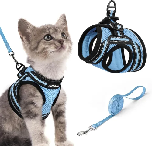 Miniatura 36 de rabbitgoo Juego de arnés y correa para gatos para caminar a prueba de escape, chaleco suave ajustable para gatitos con tira reflectante para gatos