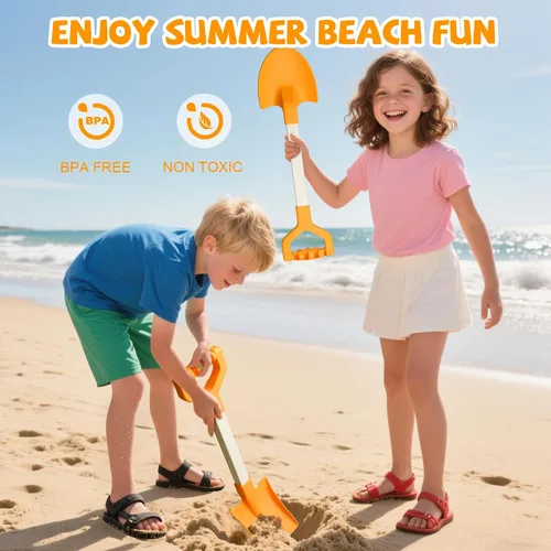 Miniatura 4 de Palas de playa de arena largas de 20 pulgadas para niños, palas de plástico resistente de verano, cucharas para arena, palas, juguete para caja