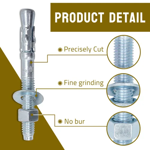 Miniatura 4 de Anclaje de cuña de 3/8" x 3-1/2", anclajes de hormigón chapados en zinc, sujetadores de pernos de expansión resistentes para ladrillos/bloques