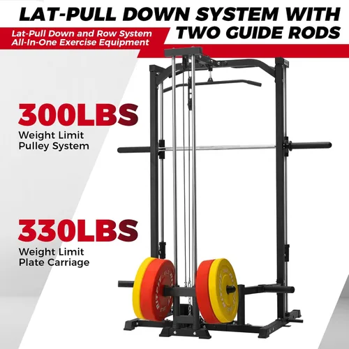 Miniatura 5 de RitFit Smith - Estante de potencia para máquina con sistema LAT-Pull Down, minas terrestres, barra de barra, clavijas de almacenamiento de placas