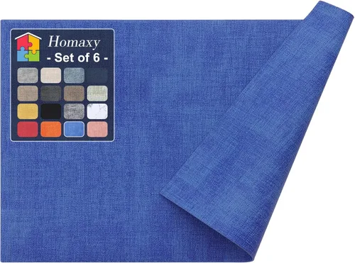 Miniatura 42 de Homaxy - Juego de 6 manteles individuales de piel sintética resistentes al calor para mesa de comedor, impermeables, lavables, limpiables, manteles