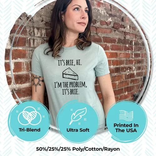 Miniatura 2 de Cute Women's Screen Printed Crew Neck Tee, Shirts With Sayings, Dusty Blue or Olive