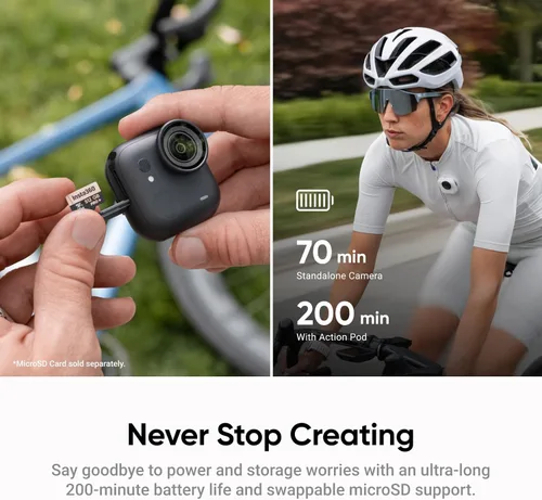Miniatura 7 de Insta360 GO Ultra - Cámara de vlogging 4K pequeña, manos libres, cámara POV, sensor de 1/1.28 pulgadas, peso ligero de 1.87 oz, FOV de 156°, Blanco