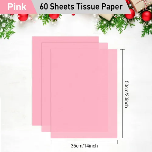 Miniatura 4 de NEBURORA Papel de seda rosa, 60 hojas, 14 x 20 pulgadas, embalaje a granel para envoltura de regalo, manualidades, cumpleaños, bodas, baby showers