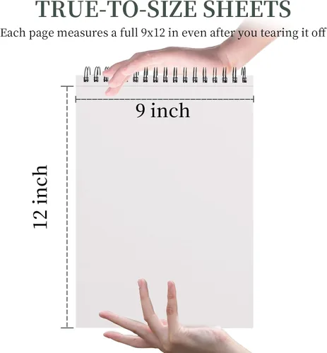Miniatura 3 de Cuaderno de bocetos SuFly 9x12, bloc de papel para dibujo-68lb/100gsm, cuaderno de bocetos con espiral superior de tapa dura, bloc de 100 hojas