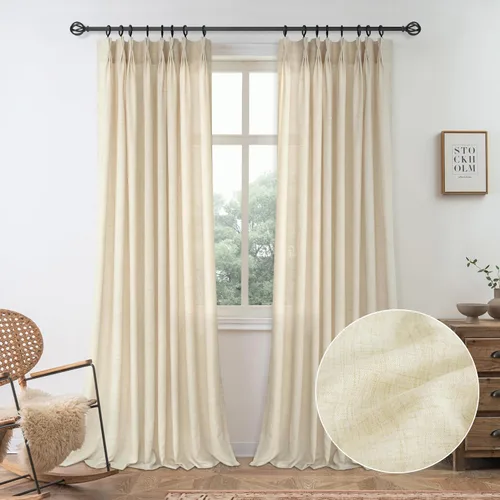 Miniatura 16 de DriftAway Cortinas plisadas de lino semitransparentes con textura de casa de campo sólidas y rústicas modernas para sala de estar y dormitorio, 2