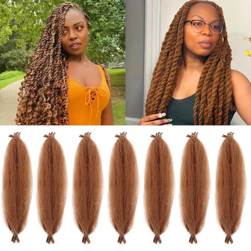 Miniatura 55 de 3 paquetes de cabello trenzado Marley Twist de 8 pulgadas, cabello afro twist elástico preseparado para rastas suaves de imitación, cabello