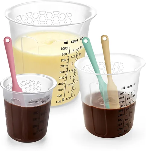 Miniatura 15 de Palksky Juego de tazas de silicona para derretir chocolate con 4 tazas medidoras de silicona (8.5 fl oz y 11.8 fl oz) y 4 espátulas resistentes al