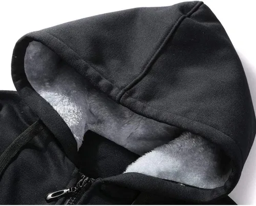 Miniatura 7 de SCODI Sudaderas con capucha para hombre, forro polar pesado, cremallera completa, forro de sherpa grueso, chaqueta con capucha
