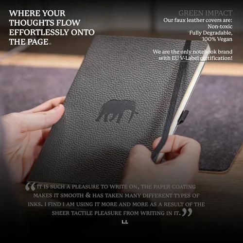 Miniatura 4 de Dingbats* Cuaderno de Escritura Liso Wildlife A5 - Tapa Dura de Cuero Vegano - Ideal para Trabajo, Viajes - Bolsillo, Cierre Elástico y Marcapáginas