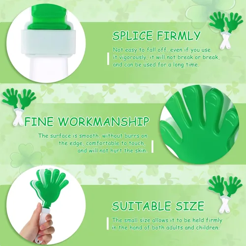 Miniatura 3 de 50 unidades de 7.5 pulgadas verde/blanco para hacer ruido de plástico para eventos deportivos, fiesta de San Patricio, agentes de ruido para fiesta