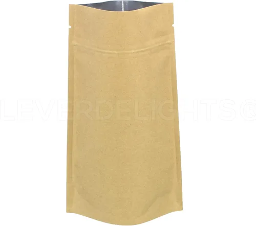 Miniatura 2 de CleverDelights Bolsas de pie Kraft – 4oz – Paquete de 100 – 5 x 8 x 2.5 pulgadas – Bolsa resellable