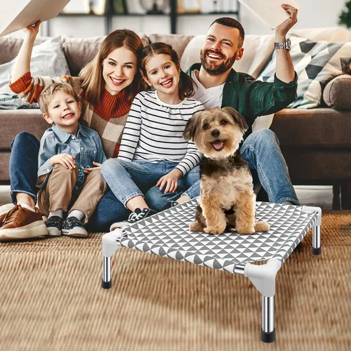 Miniatura 8 de Kuntrust Cama Elevada para Perros de Exterior Actualizada Catre para Mascotas Elevado Cama Refrescante para Cachorros Cama Elevada para Perros