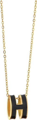 Collar H para mujeres y niñas, chapado en oro de 18 quilates, diseño clásico de letra, lindo collar de moda, colgante, joyería de regalo para mujeres