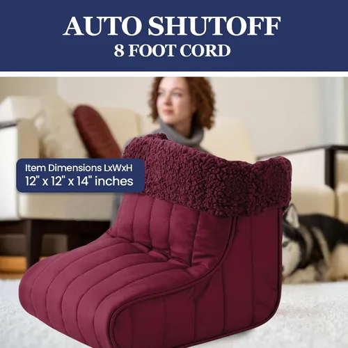 Miniatura 3 de Thermee Calentador de pies con calefacción de microfranela, forro polar sherpa, apagado de seguridad de 2 horas, calentador eléctrico de pies