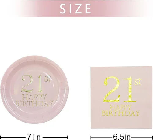 Miniatura 2 de Platos y servilletas para fiesta de cumpleaños, juego de decoraciones desechables para fiesta de cumpleaños para hasta 20 invitados (21)
