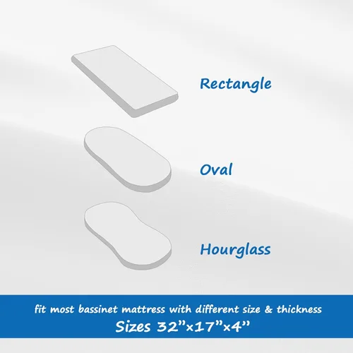 Miniatura 5 de Funda de colchón de moisés para colchón de reloj de arena/moisés ovalado, protector de colchón impermeable acolchado para moisés (32 x 17 pulgadas)