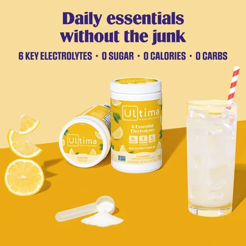 Miniatura 2 de Ultima Replenisher Paquete de mezcla de bebidas en polvo de electrolitos, sin azúcar, limonada y limonada rosa, 90 porciones, polvo de hidratación