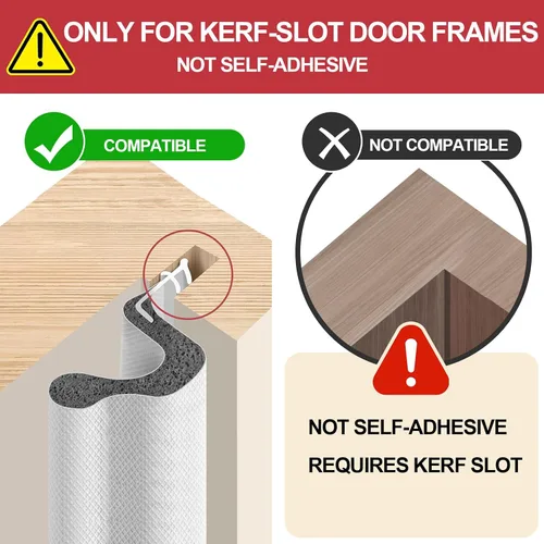 Miniatura 2 de Litaibai Burletes de Gran Tamaño para Puertas para Espacios Más Grandes, Tira de Sellado de Puerta Kerf de 40 Pies, Sin Pegamento, Instalación Fácil