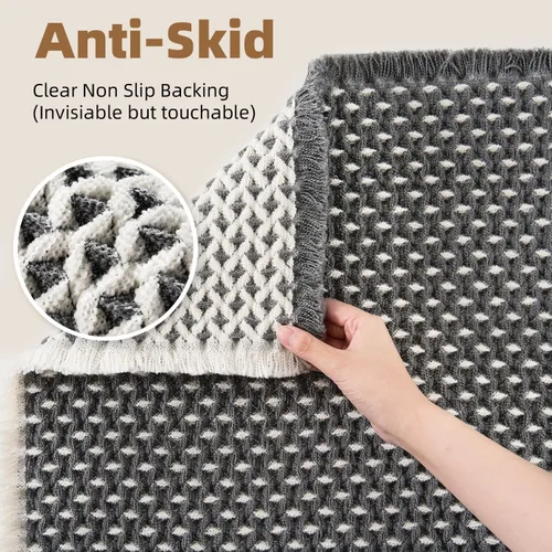 Miniatura 4 de PADOOR Alfombra de baño a cuadros, superabsorbente, antideslizante, alfombras de baño para el piso del baño, 3D, tejido de dos tonos, alfombra