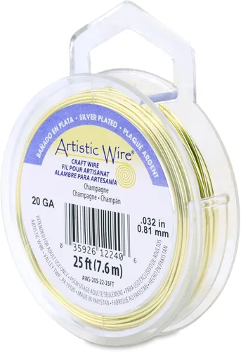 Miniatura 136 de Artistic Wire, alambre para manualidades de calibre 22 bañado en plata, resistente a las manchas, color cobre, blanco, 9,1 m