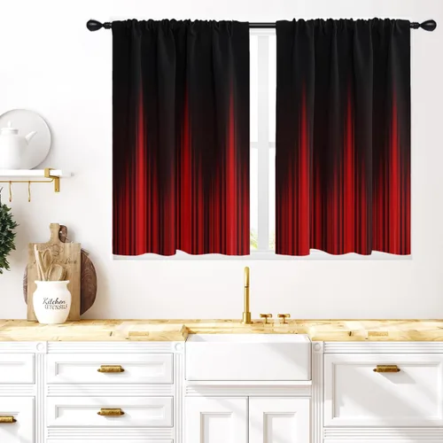 Miniatura 13 de Coxila Cortinas 100% opacas en negro y beige de 42 x 63 pulgadas, cortinas góticas degradadas con aislamiento térmico para dormitorio