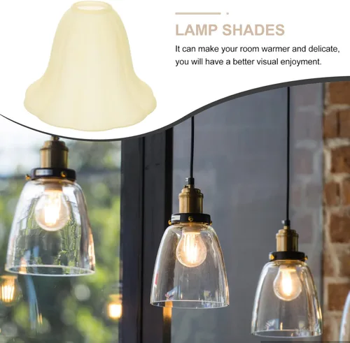 Miniatura 8 de OSALADI Pantalla de luz de vidrio Pantalla de lámpara de pie en forma de flor Pantalla de lámpara de repuesto para lámpara de mesa Lámpara de pie