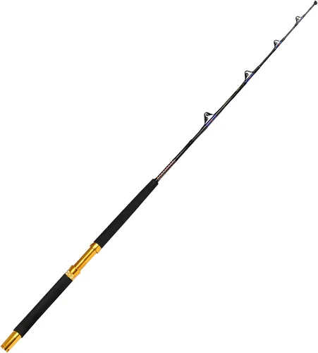 Miniatura 2 de Fiblink Caña de pesca de agua salada de 1 pieza/2 piezas de caña pesada de pesca de barco convencional de caza grande con guías de rodillos