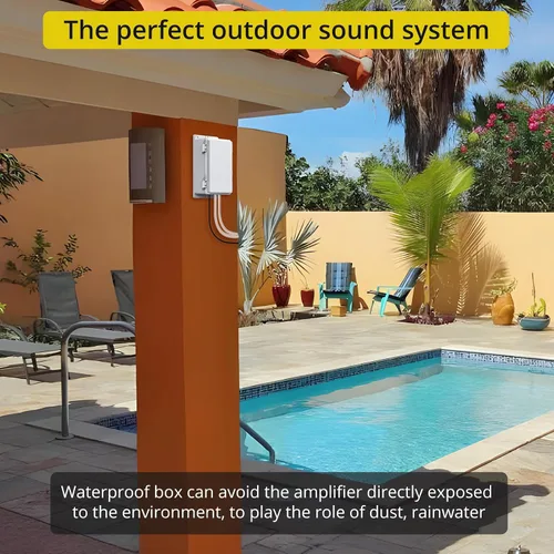 Miniatura 4 de PROZOR Amplificador de potencia Bluetooth 5.1 para altavoces al aire libre, amplificador Bluetooth de 4 canales para altavoces, amplificador