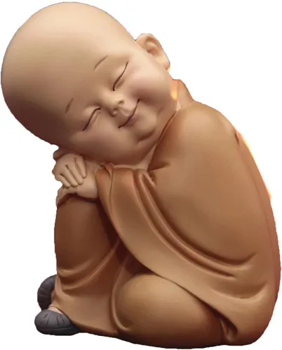 Miniatura 18 de Estatuilla de monje para decoración del hogar, estatua de Buda, figura de monje zen, lindo adorno de resina, mobiliario decorativo, arte chino