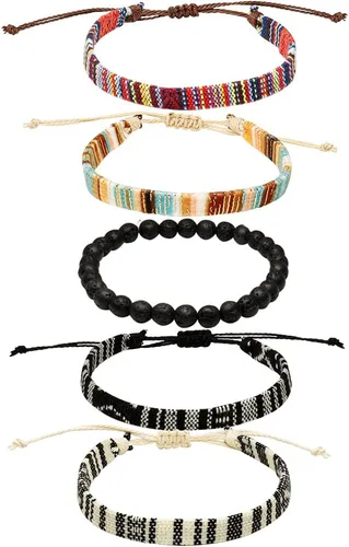 Miniatura 8 de Conjunto de pulseras de playa para hombres y mujeres, pulseras para hombres, pulseras bohemias hechas a mano, pulseras envolventes de joyería