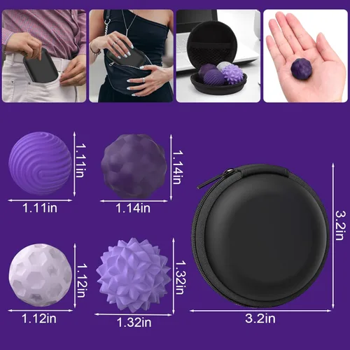 Miniatura 2 de BUSOHA Bolas Fidget de Silicona - Paquete de 4 Juguetes Fidget para Adultos Juguetes Sensoriales Pelotas Antiestrés para Adultos Adolescentes Morado