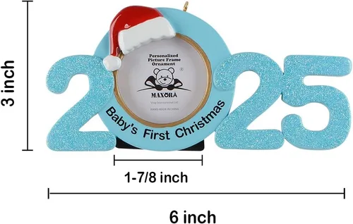 Miniatura 4 de Adorno personalizado para la primera Navidad del bebé 2024, marco de fotos para bebé, adorno personalizado, primer regalo de recuerdo del bebé