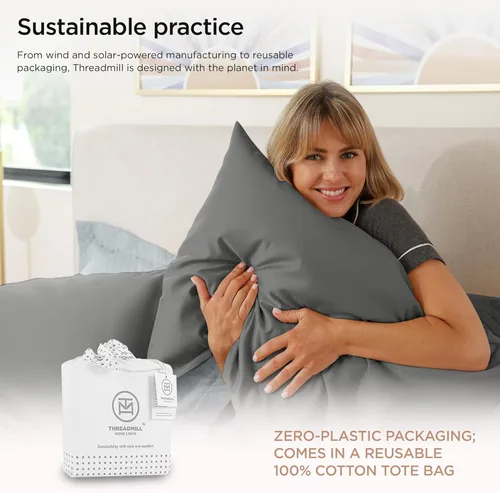 Miniatura 6 de Threadmill Sábanas 100% algodón Supima, sábanas de algodón de 1200 hilos para cama tamaño California King, juego de sábanas de 4 piezas, color gris