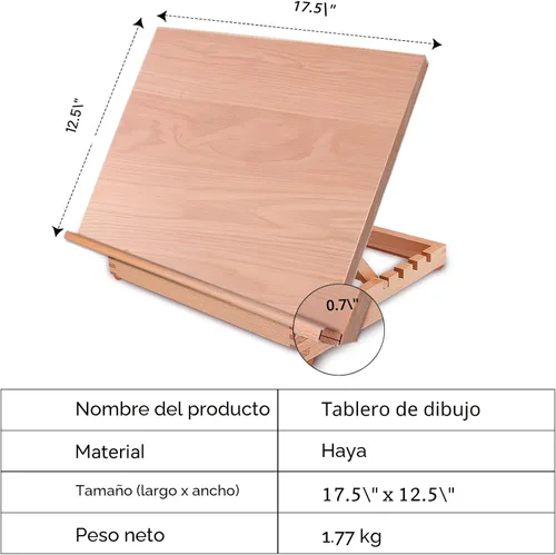 Miniatura 4 de Caballete de mesa A3 con superficie lisa, caballete de arte de ángulo ajustable para artistas, niños, principiantes y estudiantes