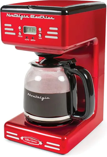 Miniatura 2 de Nostalgia Cafetera programable retro de 12 tazas con horno microondas - rojo