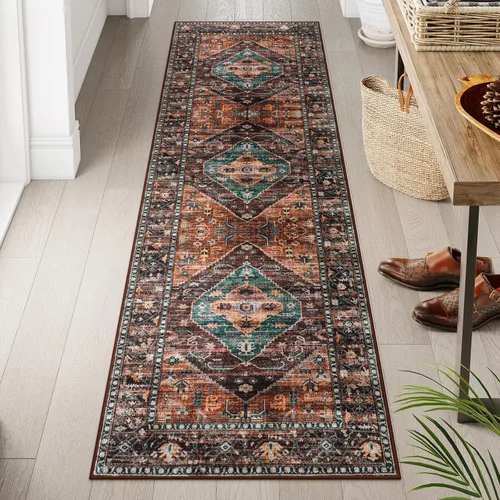 Miniatura 13 de Beeiva Alfombra bohemia lavable de 2 x 3 pulgadas, tapete ultra fino para puerta de entrada interior, tapete antideslizante para puerta delantera