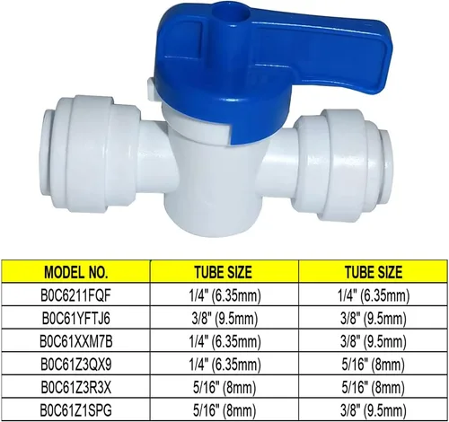 Miniatura 5 de Conexión rápida de tubo de inserción para uso alimentario, válvula de bola de cierre de tubo igual de 5/16" O.D. para filtro de agua purificador