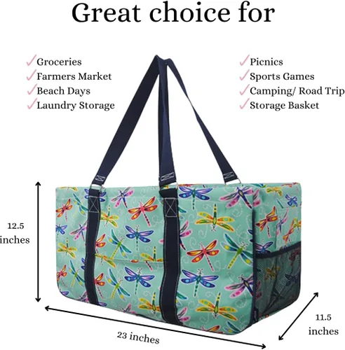 Miniatura 52 de NGIL Bolsa de comestibles reutilizable extra grande plegable de gran tamaño para comestibles, almacenamiento, picnic, playa, Estampado