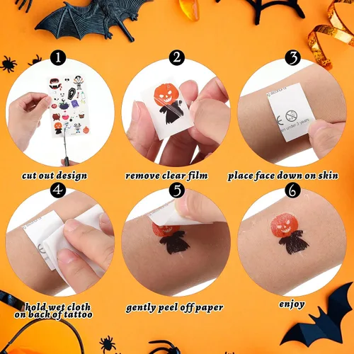 Miniatura 5 de Sinmoe - 400 piezas de 30 hojas de tatuajes que brillan en la oscuridad para niños, estilos mixtos, calcomanías luminosas temporales para niños