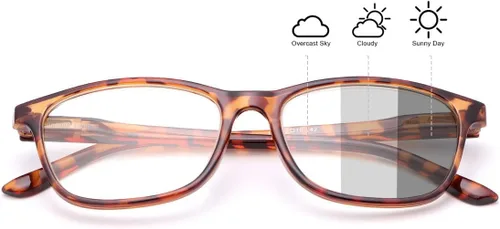 Miniatura 9 de YIMI Gafas de miopía fotocromáticas para distancia con bisagra de resorte, anti UV para hombres y mujeres, lentes de potencia negativa, gafas