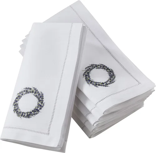 Miniatura 31 de Juego de 6 servilletas bordadas de magnolia hechas a mano con borde cosido