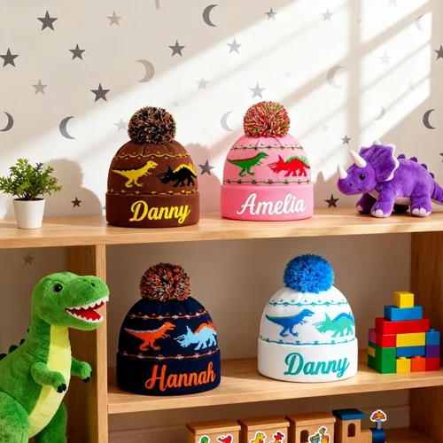 Miniatura 4 de Gorros personalizados de dinosaurio para bebé, sombrero personalizado para niños, sombrero bordado con nombre para niño y niña