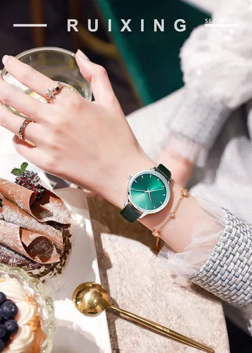 Miniatura 6 de SK - Reloj de pulsera para mujer, correa de piel, de cuarzo, reloj de lujo japonés de cuarzo.