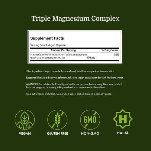 Miniatura 4 de Swanson Complejo Triple de Magnesio - Suplemento de Magnesio para el Cerebro, Energía, Huesos, Estrés, Músculos y Apoyo del Sueño* - Contiene