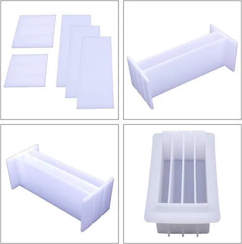Miniatura 5 de JOONOR Divisores de molde de jabón de silicona para pan de 8 pulgadas, tablero de división de acrílico, rectangular, blanco, herramienta de Color 3